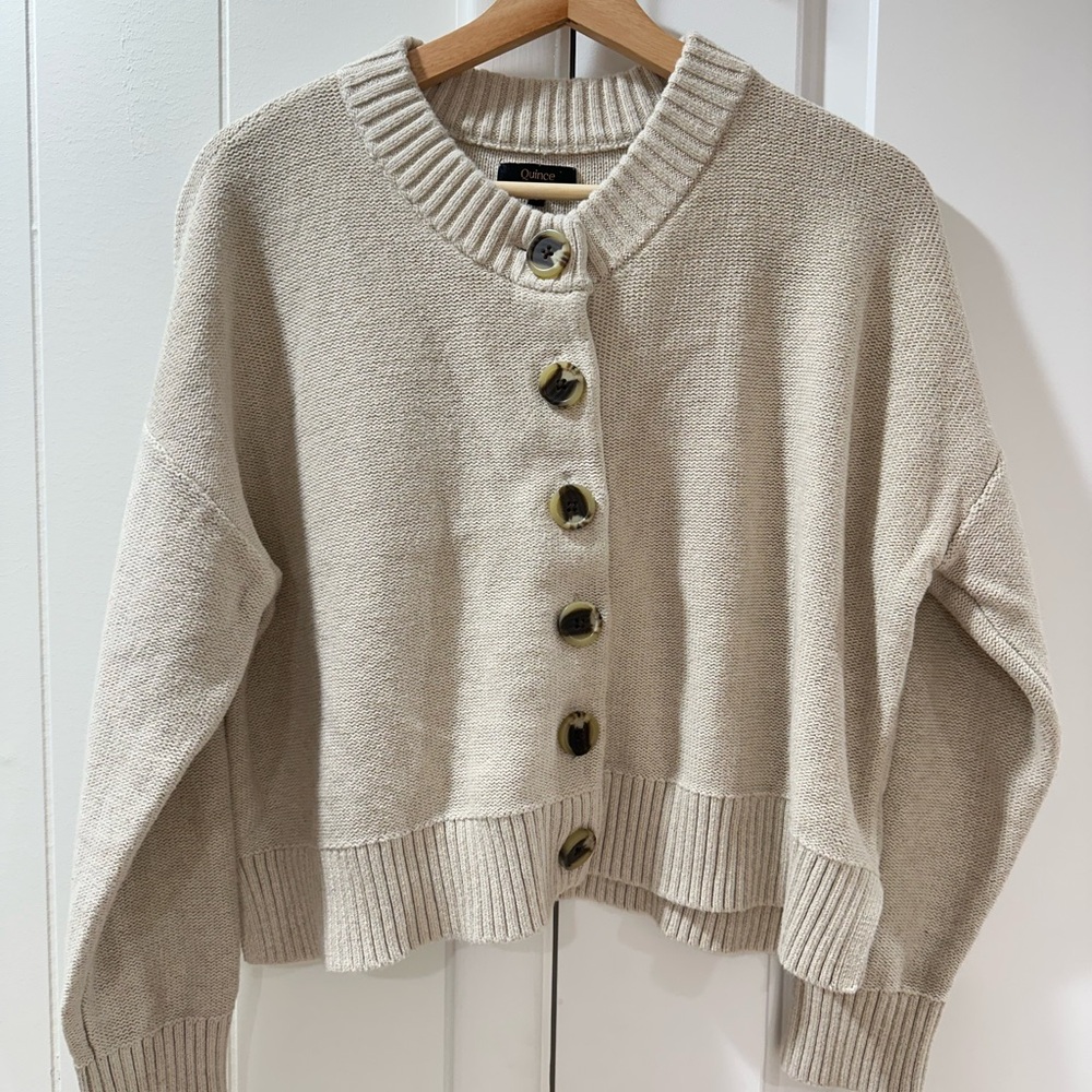 Quince Organic Cotton Cardigan - Cream - Picture 2 of 7